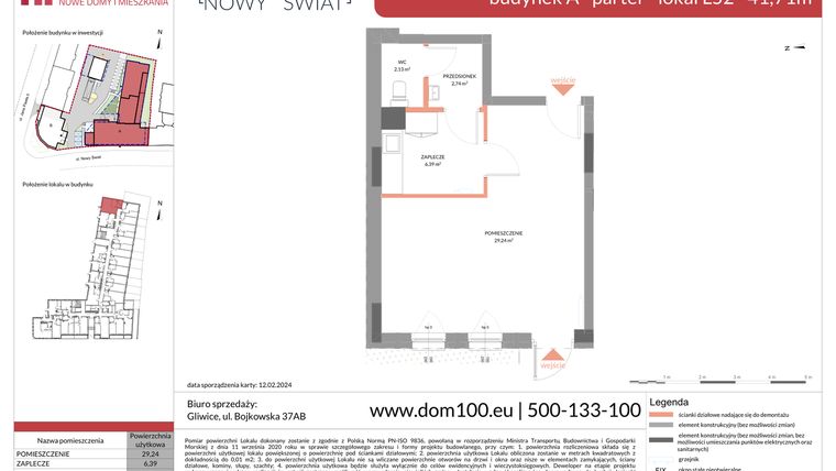 Rzut - Mieszkanie na sprzedaż 1 pokój o powierzchni 41,71 m² - numer L52 w Apartamenty Nowy Świat - inwestycyjne
