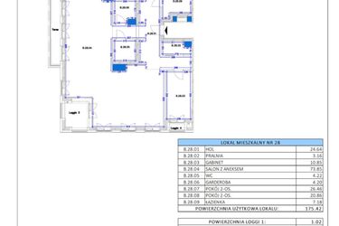 Rzut - Mieszkanie na sprzedaż 4 pokoje o powierzchni 175,42 m² - numer B.29 w Gaja Park