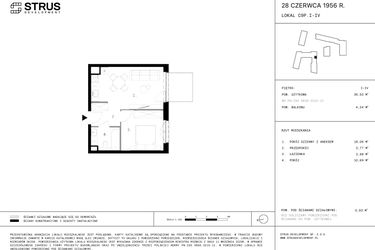 Rzut - Mieszkanie na sprzedaż 2 pokoje o powierzchni 36,36 m² - numer 151 w 28 czerwca 1956 r.