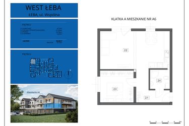 Rzut - Mieszkanie na sprzedaż 2 pokoje o powierzchni 48,68 m² - numer A6 w West Łeba