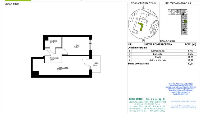 Rzut - Mieszkanie na sprzedaż 2 pokoje o powierzchni 40,21 m² - numer C92 w Jasielska 8C