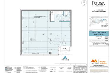 Rzut - Lokal użytkowy na sprzedaż 1 pokój o powierzchni 71,05 m² - numer U.00.03 w Apartamenty Portowa