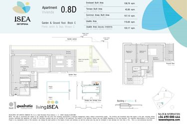 Rzut - Mieszkanie na sprzedaż 3 pokoje o powierzchni 115,65 m² - numer 0.8D w Isea - Estepona