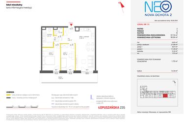 Rzut - Mieszkanie na sprzedaż 3 pokoje o powierzchni 57,74 m² - numer 56 w Neo Nova Ochota 2