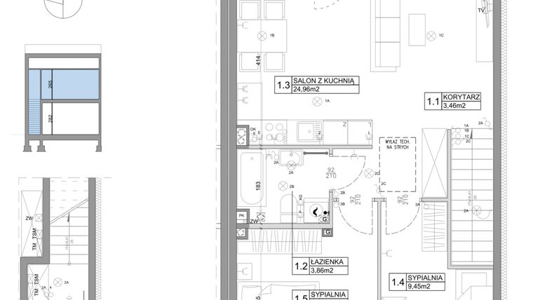 Rzut - Mieszkanie na sprzedaż 3 pokoje o powierzchni 61,95 m² - numer 60 w Boska Ksawerowska IV