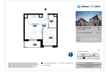 Rzut - Mieszkanie na sprzedaż 2 pokoje o powierzchni 37,71 m² - numer 89 w Flow