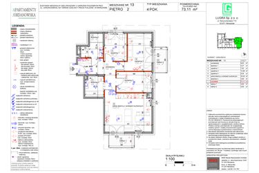Rzut - Mieszkanie na sprzedaż 4 pokoje o powierzchni 73,11 m² - numer 13 w Apartamenty Jordanowska