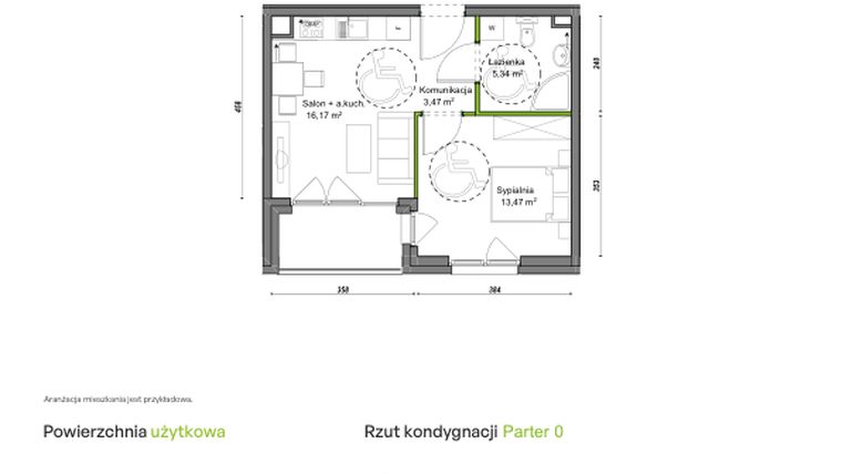 Rzut - Mieszkanie na sprzedaż 2 pokoje o powierzchni 38,45 m² - numer C2/F/04 w Orawska Vita