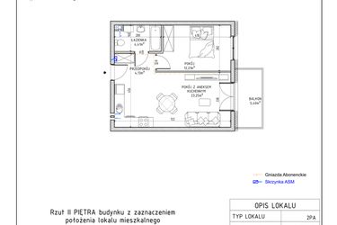 Rzut - Mieszkanie na sprzedaż 2 pokoje o powierzchni 44 m² - numer 12 w Harmonia bud. M3