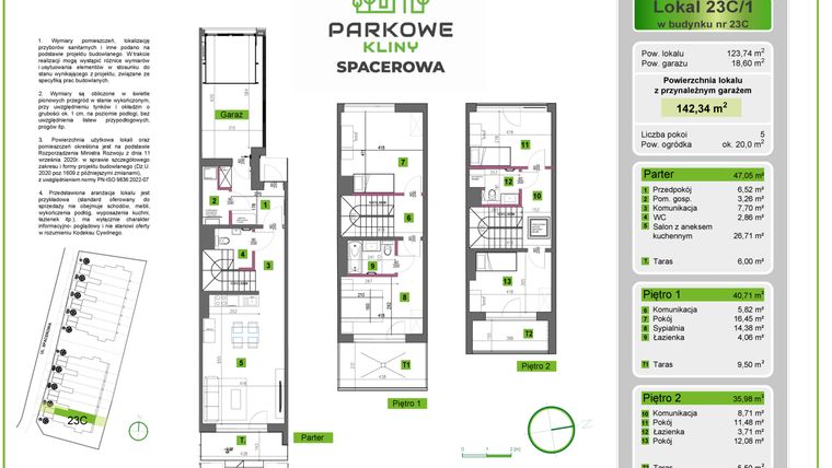 Rzut - Dom na sprzedaż 5 pokoi o powierzchni 142,34 m² - numer 23C/1 w Parkowe Kliny