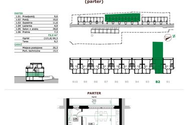 Rzut - Mieszkanie na sprzedaż 3 pokoje o powierzchni 72,2 m² - numer B2.1 w Dębowe Zacisze