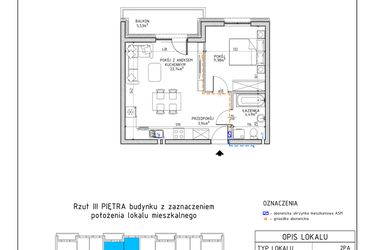 Rzut - Mieszkanie na sprzedaż 2 pokoje o powierzchni 44,15 m² - numer 28 w Osiedle Foresto