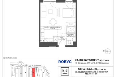 Rzut - Mieszkanie na sprzedaż 1 pokój o powierzchni 33,84 m² - numer C.0M04 w Foresteria