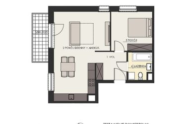 Rzut - Mieszkanie na sprzedaż 2 pokoje o powierzchni 52,26 m² - numer 41 w Osiedle Platinum III