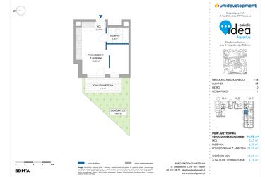 Rzut - Mieszkanie na sprzedaż 1 pokój o powierzchni 29,82 m² - numer 6B/118 w Osiedle Idea Aquarius