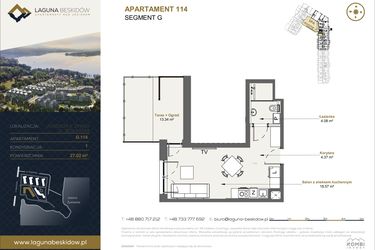 Rzut - Mieszkanie na sprzedaż 1 pokój o powierzchni 27,02 m² - numer G.114 w Laguna Beskidów