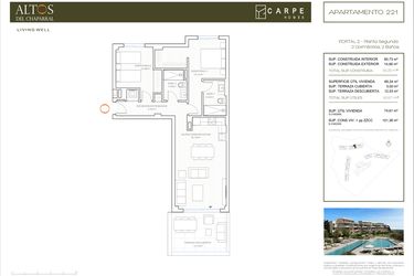 Rzut - Mieszkanie na sprzedaż 2 pokoje o powierzchni 95,56 m² - numer 221 w Altos Del Chaparral