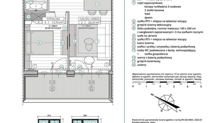Rzut - Mieszkanie na sprzedaż 2 pokoje o powierzchni 49,46 m² - numer A.2.3 w Remedium