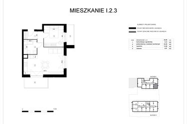 Rzut - Mieszkanie na sprzedaż 2 pokoje o powierzchni 44,95 m² - numer I.2.3 w Pryncypalna 66