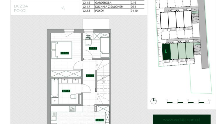 Rzut - Mieszkanie na sprzedaż 4 pokoje o powierzchni 86,2 m² - numer L2 w Zielona Krzyszkowicka