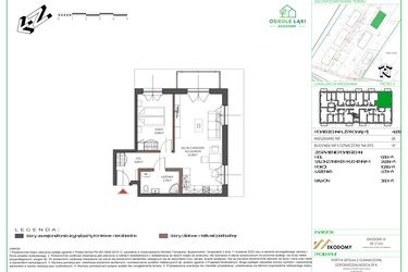 Rzut - Mieszkanie na sprzedaż 2 pokoje o powierzchni 46,93 m² - numer 28 w Osiedle Polna bud. 5