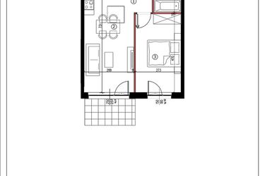 Rzut - Mieszkanie na sprzedaż 2 pokoje o powierzchni 40,27 m² - numer 40 w Andersa 3