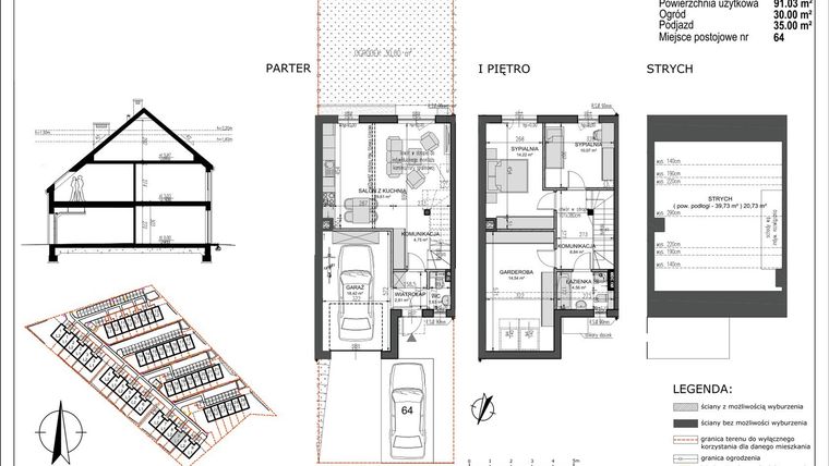 Rzut - Mieszkanie na sprzedaż 4 pokoje o powierzchni 109,45 m² - numer B8/L1 w Słoneczne Ogrody