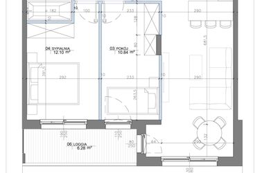 Rzut - Mieszkanie na sprzedaż 2 pokoje o powierzchni 58,95 m² - numer 2.05 w Apartamenty Potulickiego
