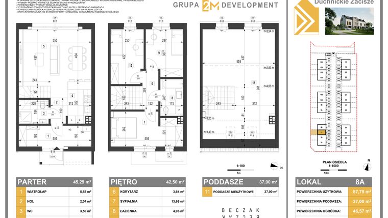 Rzut - Dom na sprzedaż 5 pokoi o powierzchni 124,79 m² - numer 8A w Duchnickie Zacisze