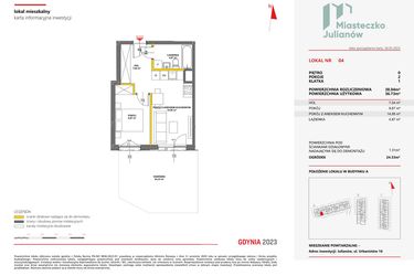 Rzut - Mieszkanie na sprzedaż 2 pokoje o powierzchni 38,04 m² - numer 4 w Miasteczko Julianów