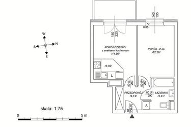Rzut - Mieszkanie na sprzedaż 2 pokoje o powierzchni 35,27 m² - numer M68 w Osiedle Mała Dziesiąta etap II