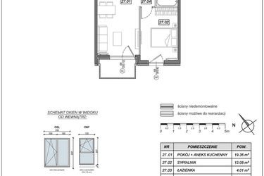 Rzut - Mieszkanie na sprzedaż 2 pokoje o powierzchni 39,12 m² - numer 10.B.27 w Nowe Południe bud. 10