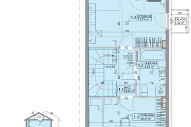 Rzut - Dom na sprzedaż 3 pokoje o powierzchni 68,42 m² - numer 30B w Osiedle Słoneczne etap III