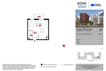 Rzut - Mieszkanie na sprzedaż 1 pokój o powierzchni 42,99 m² - numer A.292 w Modern Mokotów