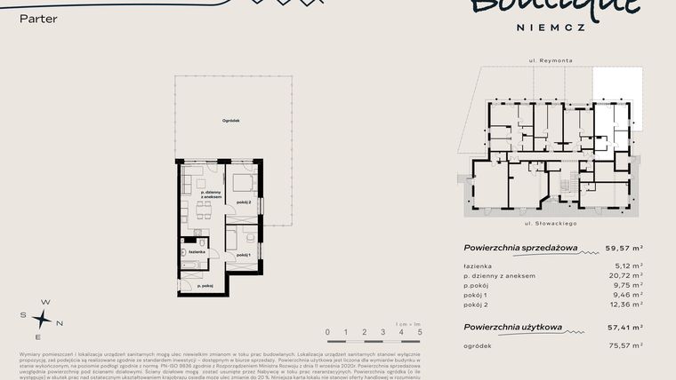 Rzut - Mieszkanie na sprzedaż 3 pokoje o powierzchni 59,57 m² - numer 4 w Boutique NIEMCZ