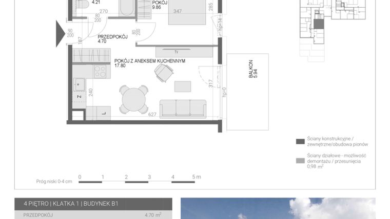 Rzut - Mieszkanie na sprzedaż 2 pokoje o powierzchni 36,57 m² - numer M35 w Modern House II