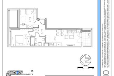 Rzut - Mieszkanie na sprzedaż 2 pokoje o powierzchni 48,03 m² - numer 77 w Osiedle Solne etap II