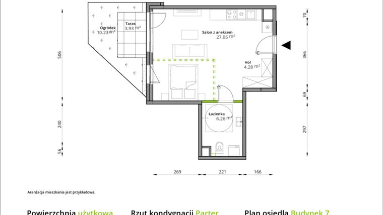 Rzut - Mieszkanie na sprzedaż 1 pokój o powierzchni 37,59 m² - numer 095/7 w Aleje Praskie