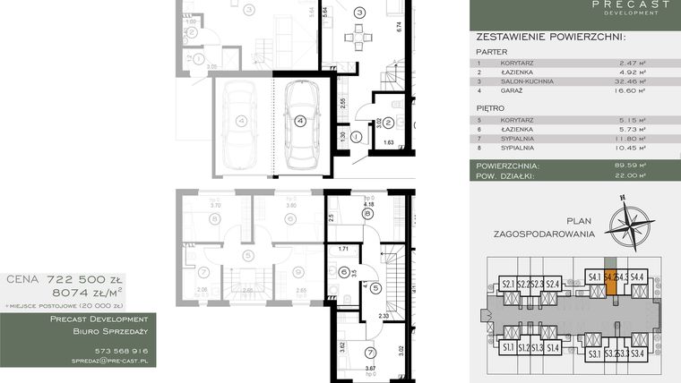 Rzut - Dom na sprzedaż 4 pokoje o powierzchni 89,49 m² - numer S4.2 w Osiedle Sosnowe Łazy