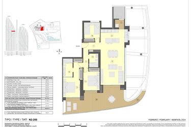 Rzut - Mieszkanie na sprzedaż 3 pokoje o powierzchni 155 m² - numer 26-N2-200 w Apartamenty w Benidorm - 28229441