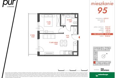 Rzut - Mieszkanie na sprzedaż 2 pokoje o powierzchni 41,36 m² - numer AD4.2 w PUR