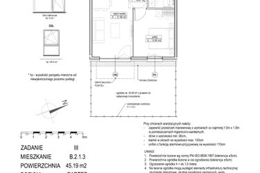Rzut - Mieszkanie na sprzedaż 2 pokoje o powierzchni 45,19 m² - numer B.2.1.3 w Atut III
