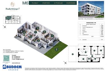 Rzut - Mieszkanie na sprzedaż 3 pokoje o powierzchni 76,05 m² - numer 6 w Badurskiego 7