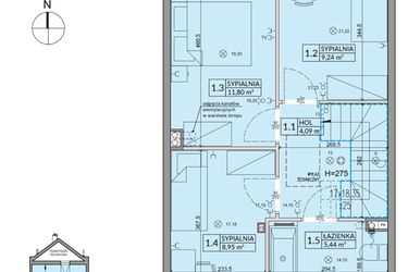 Rzut - Dom na sprzedaż 4 pokoje o powierzchni 85,91 m² - numer 171B w Arkady Walendów etap 3 i 4