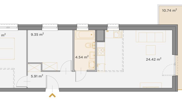Rzut - Mieszkanie na sprzedaż 3 pokoje o powierzchni 56,62 m² - numer 22 w Ogrody Borkowskie