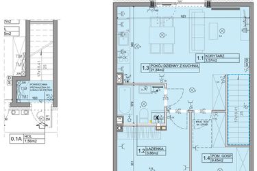 Rzut - Mieszkanie na sprzedaż 3 pokoje o powierzchni 56,07 m² - numer 86 w Manufaktura Marki 2 etap IV