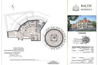 Rzut - Mieszkanie na sprzedaż 3 pokoje o powierzchni 90,94 m² - numer 3.33 w Baltic Luxury Residence