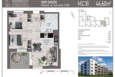 Rzut - Mieszkanie na sprzedaż 3 pokoje o powierzchni 44,6 m² - numer M.C.18 w Cichy Zakątek