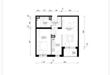 Rzut - Mieszkanie na sprzedaż 1 pokój o powierzchni 47,75 m² - numer E.2.15.2k w Art.Teo etap 3