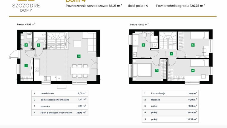 Rzut - Dom na sprzedaż 4 pokoje o powierzchni 89,57 m² - numer 4 w Szczodre Domy